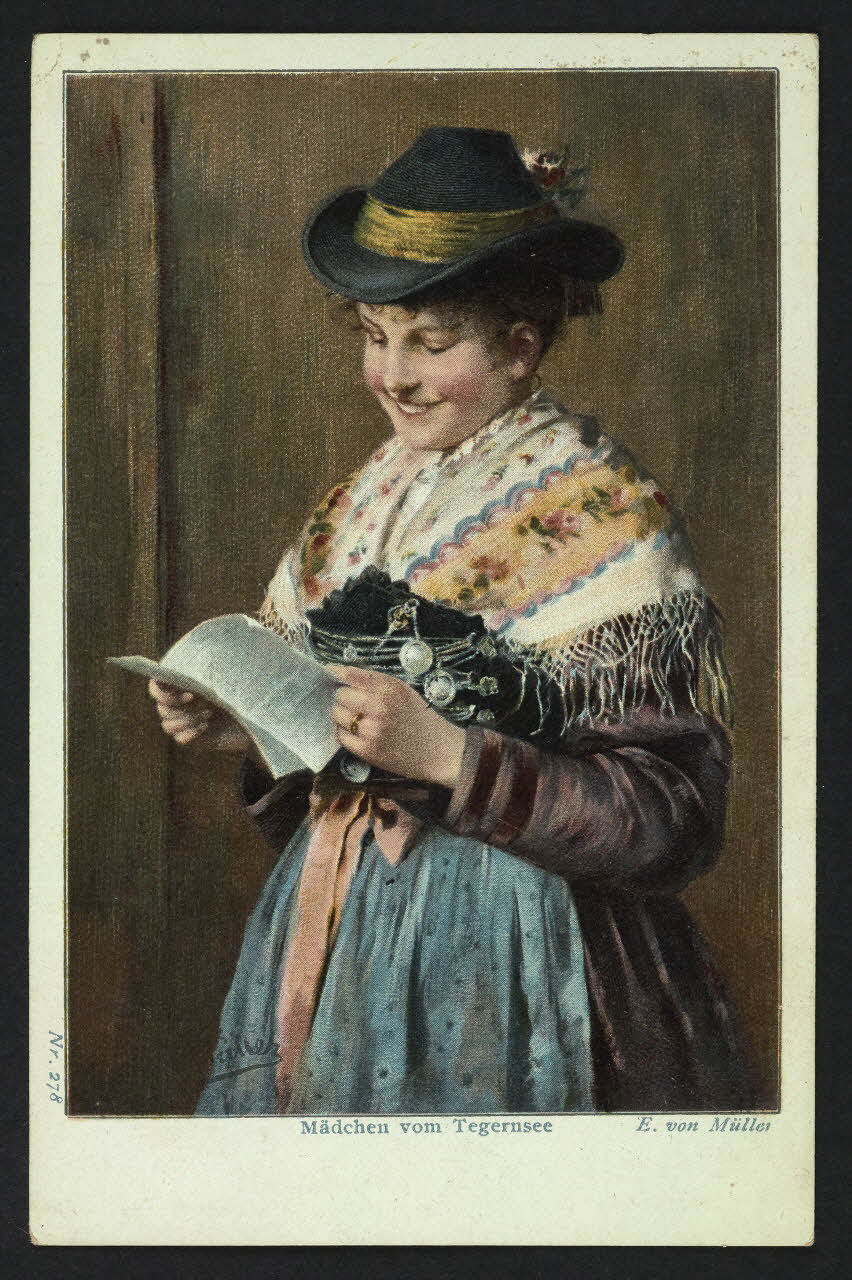 carte postale ORIGINAL DE E. VON MULLER, MADCHEN VON TEGERNSEE 4P484  Photo