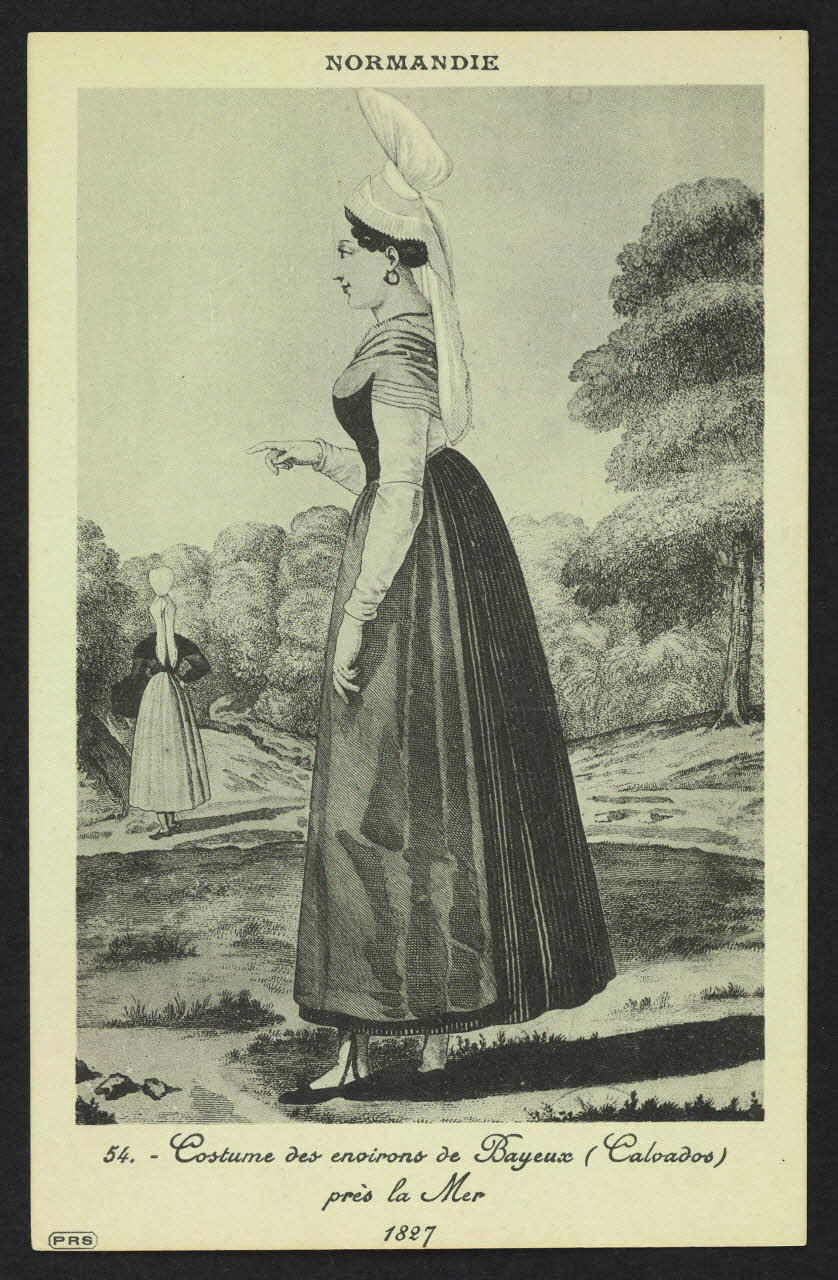 carte postale COSTUME DES ENVIRONS DE BAYEUX PRES LA MER, 1827 4P528 Photo