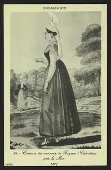 carte postale COSTUME DES ENVIRONS DE BAYEUX PRES LA MER, 1827 4P528  Photo