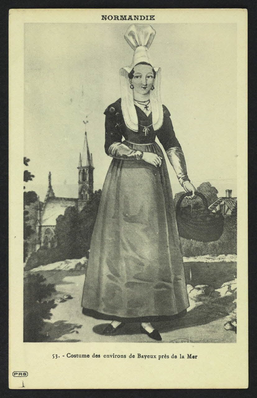 carte postale COSTUME DES ENVIRONS DE BAYEUX PRES LA MER, 1827 4P529 Photo