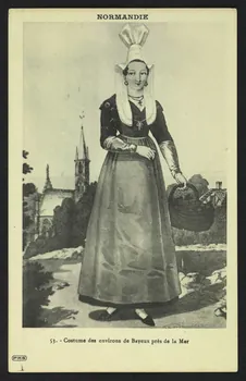 carte postale COSTUME DES ENVIRONS DE BAYEUX PRES LA MER, 1827 4P529  Photo