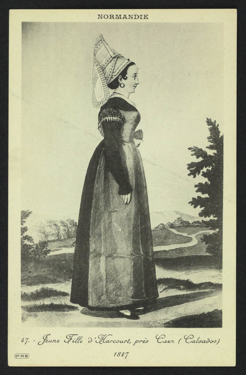 carte postale JEUNE FILLE D'HARCOURT PRES CAEN (CALVADOS), 1827 4P532 Photo