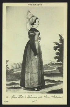carte postale JEUNE FILLE D'HARCOURT PRES CAEN (CALVADOS), 1827 4P532  Photo