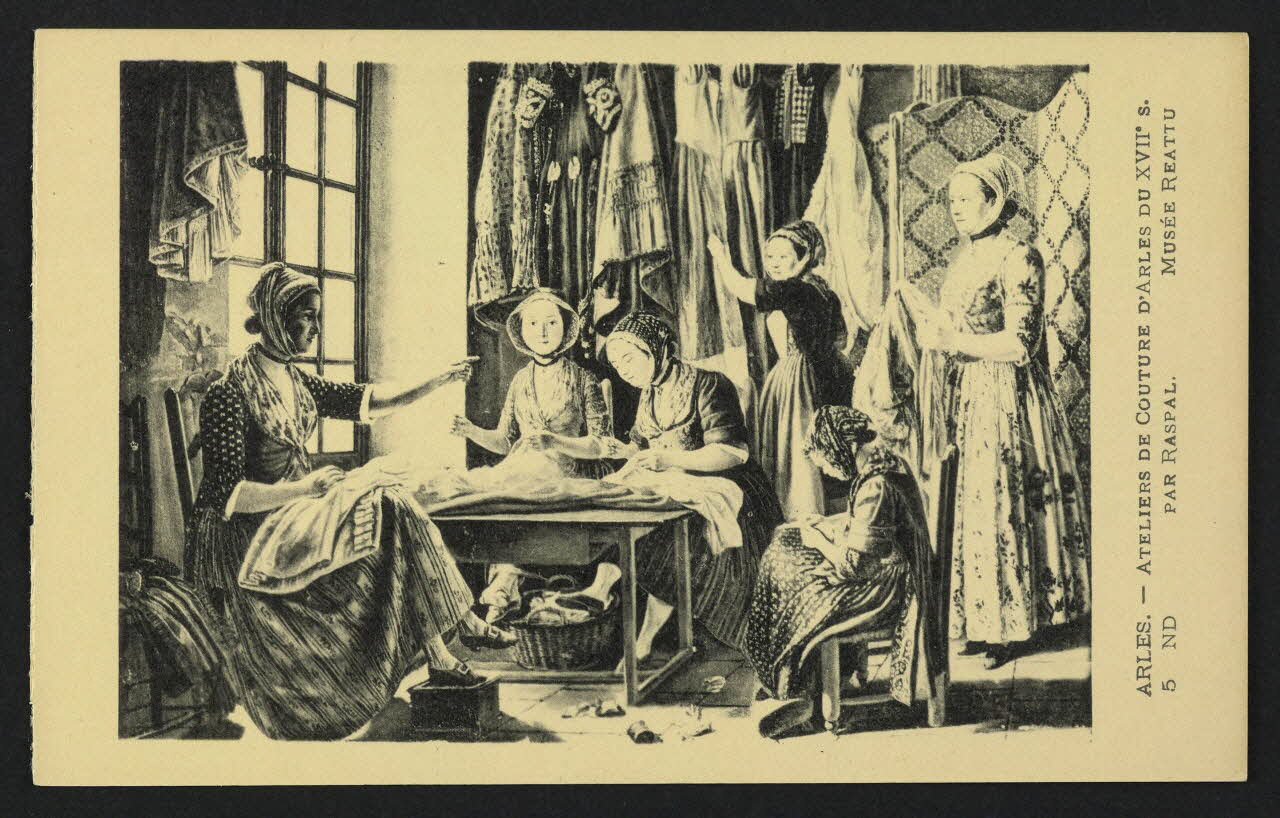 carte postale ATELIERS DE COUTURE D'ARLES DU 17E S, PAR RASPAL 4P542 Photo