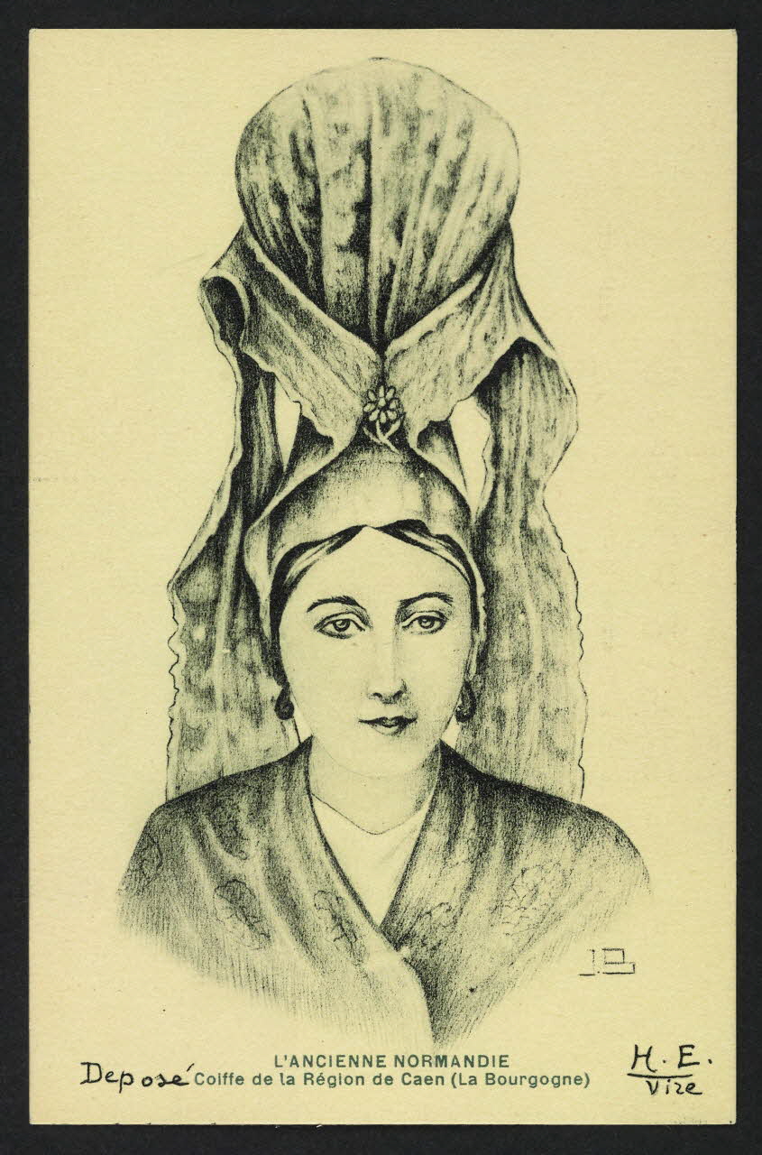 carte postale SIGNE J. B. , LA COIFFE DE LA REGION DE CAEN (BOURGOG. 4P546 Photo