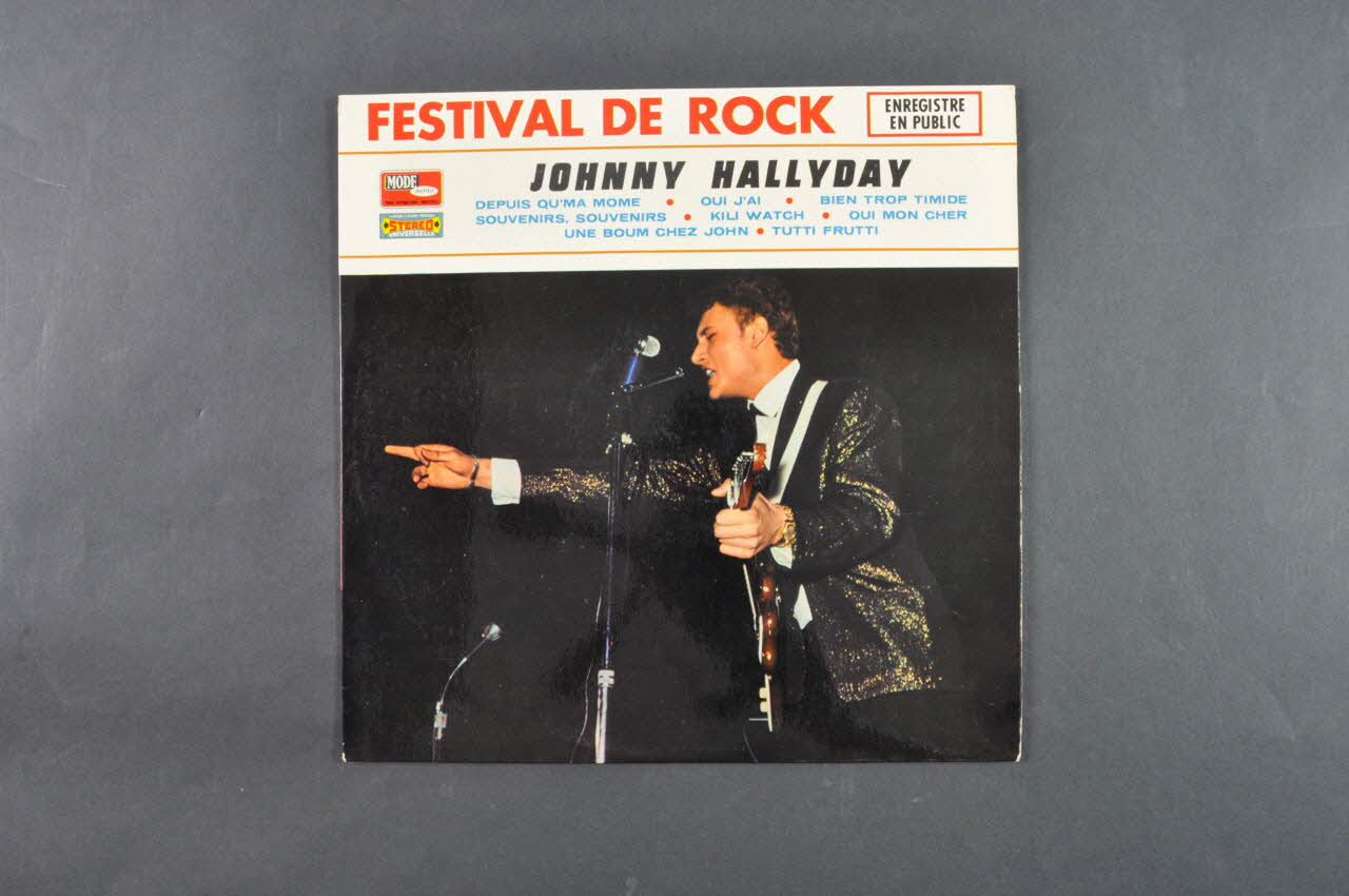 Johnny Hallyday ; Disques Vogue ; Dillard Et Cie disque 33 tours Festival de Rock Île-de-France, France 1960 2001.69.16.1.1-2 Photo Mucem