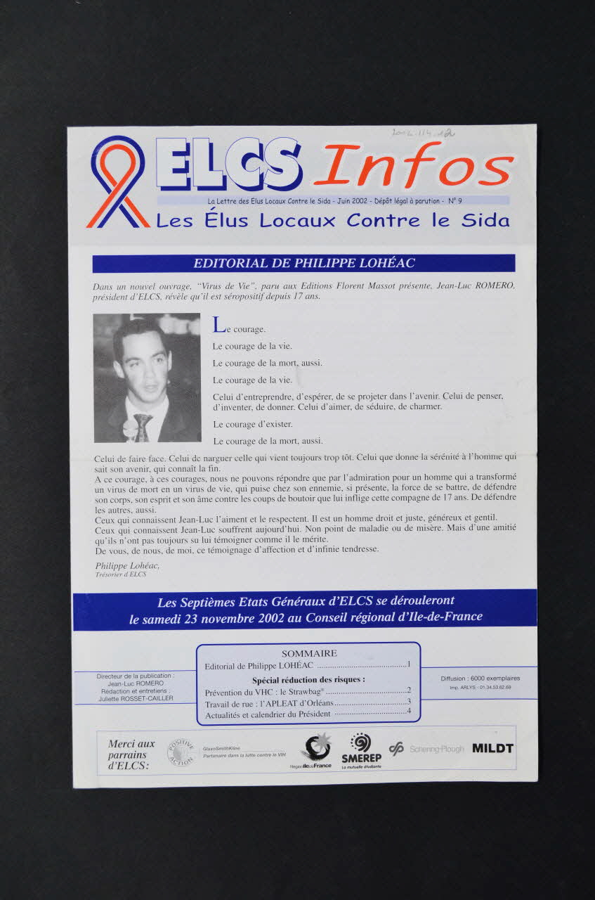 Elus Locaux Contre le Sida (ELCS) lettre La lettre des Elus locaux contre le sida, ELCS Infos, n°9  juin 2002 France 2002/6 2002.114.12 Photo Mucem