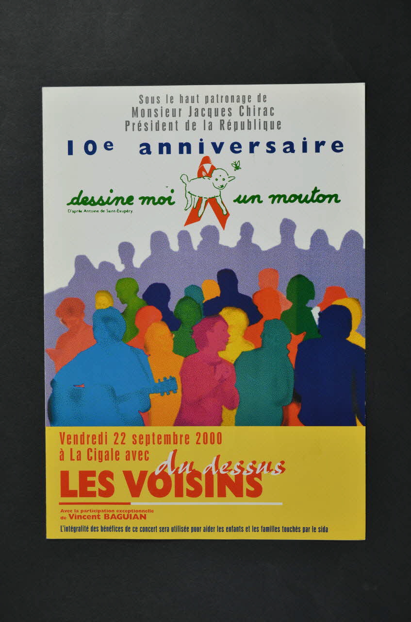 Association Dessine-Moi Un Mouton carte d'invitation Carte d'invitation à la soirée  "10° anniversaire" de Dessine-moi un mouton Île-de-France, France 2000/9/22 2002.115.15 Photo Mucem