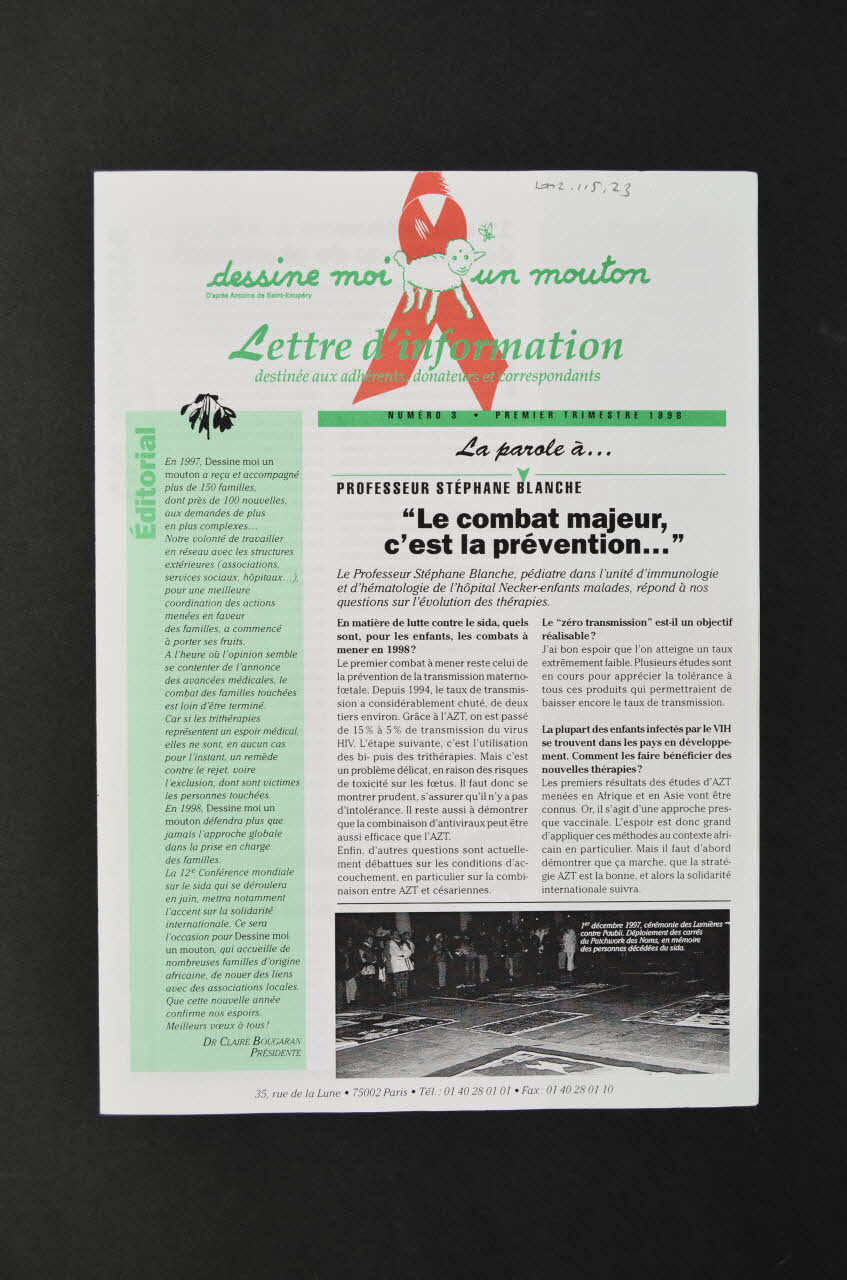 Association Dessine-Moi Un Mouton Lettre d'information Lettre d'information n°3 de Dessine-moi un mouton France 1998 2002.115.23 Photo Mucem