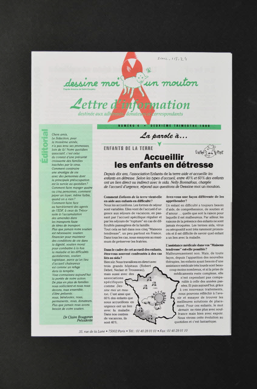 Association Dessine-Moi Un Mouton Lettre d'information Lettre d'information n°4 de Dessine-moi un mouton France 1998 2002.115.24 Photo Mucem