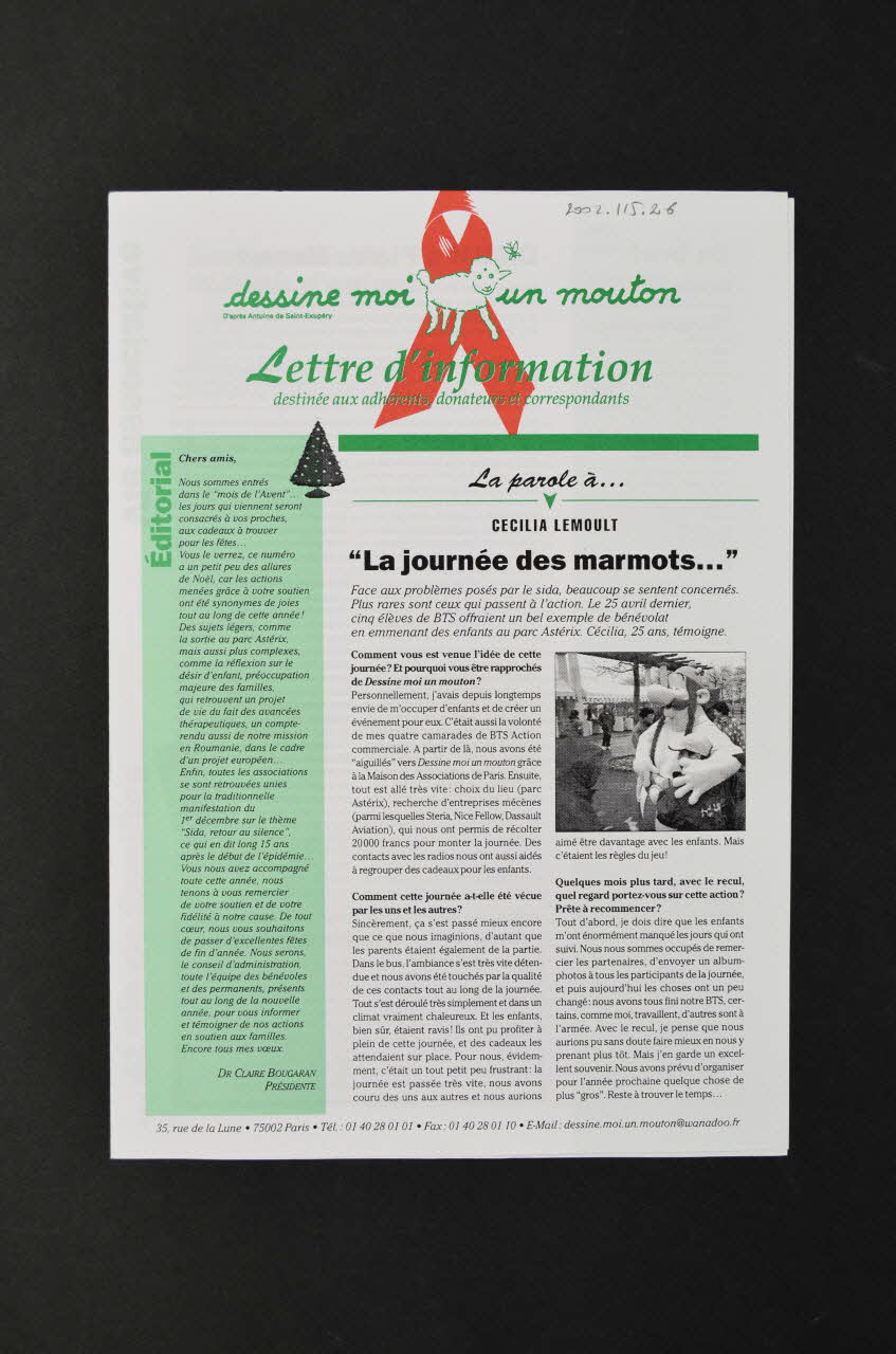 Association Dessine-Moi Un Mouton Lettre d'information Lettre d'information n°6 de Dessine-moi un mouton France 1998 2002.115.26 Photo Mucem