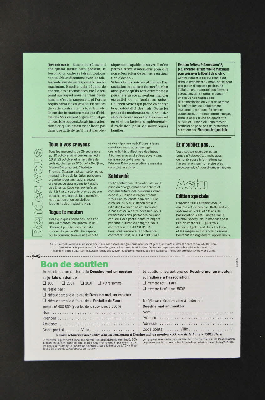 Association Dessine-Moi Un Mouton Lettre d'information Lettre d'information n°9 de Dessine-moi un mouton France 1999 2002.115.29 Photo Mucem