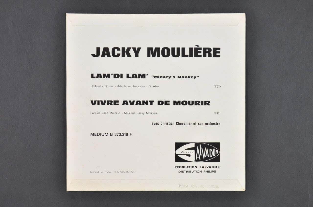 pochette de disque Vivre avant de mourir 2001.69.16.1053 Photo Mucem