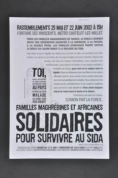 tract "Familles maghrébines et africaines solidaires pour survivre au sida." Île-de-France, France 2002/5/25 2002.116.2 Photo Mucem
