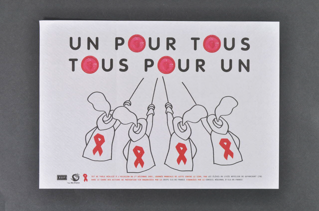 Lycée Hôtelier De Guyancourt, (78)  Crips set de table "Un pour tous, tous pour un" Île-de-France, France 2001 2002.117.3 Photo Mucem
