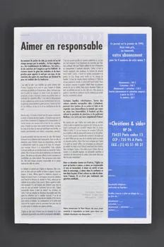 Chrétiens et Sida journal Chrétiens & sida. Numéro 8 : La vie de l’évangile // Un désir d’espérer // Aimer en responsable France 1995/3 2002.120.16.1-2 Photo Mucem