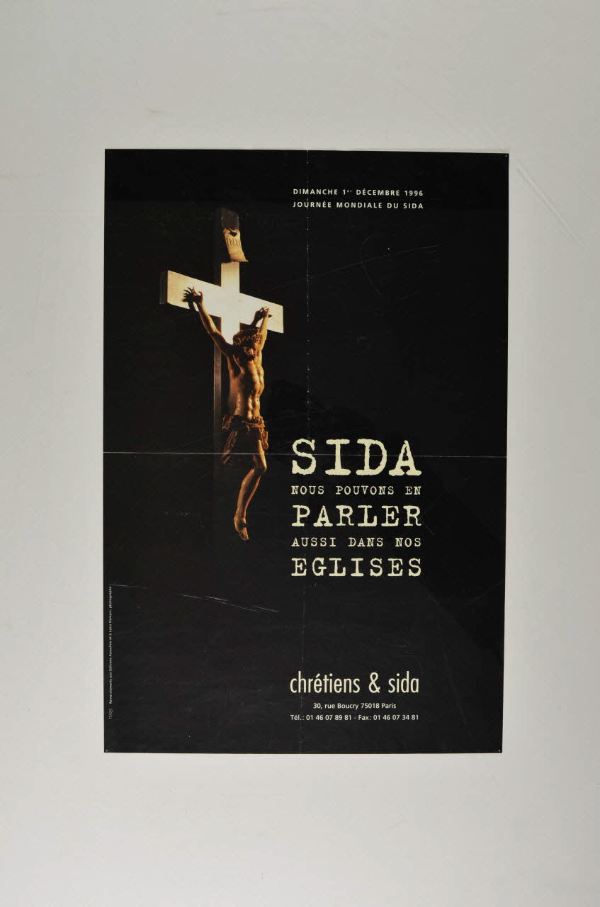 Chrétiens et Sida affiche "Sida nous pouvons en parler aussi dans nos églises" France 1996 2002.120.2 Photo Mucem