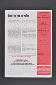 Chrétiens et Sida journal Chrétiens & sida. Supplément Afrique numéro 2 France 1997/6 2002.120.29.1-2 Photo Mucem