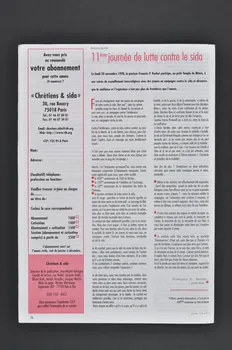 Chrétiens et Sida journal Chrétiens et sida. Numéro 26 : Quelle identité et quelle mission pour Chrétiens et sida? / Femmes, précarité, sida. Pourquoi? France 1999/7 2002.120.37.1-4 Photo Mucem