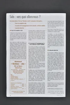 Chrétiens et Sida journal Chrétiens et sida. Numéro 29 : Convictions pour temps de crise France 2000/4 2002.120.40.1-4 Photo Mucem
