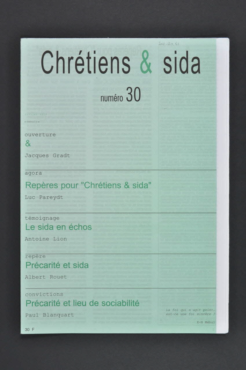 Chrétiens et Sida journal 2002.120.41.1 France 2000/7 2002.120.41.1-4 Photo Mucem