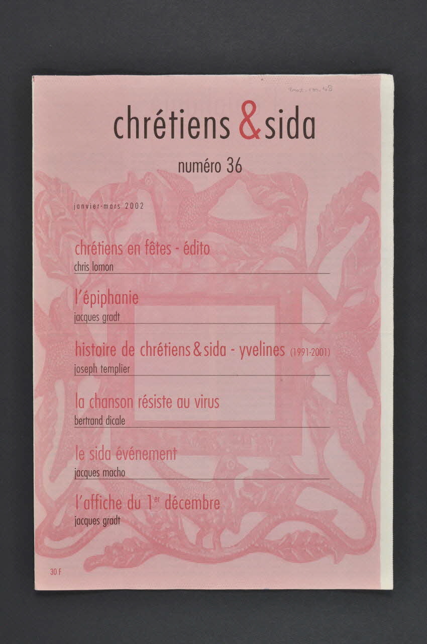 Chrétiens et Sida journal Chrétiens et sida. Numéro 36 : Chrétiens en fête / L’affiche du 1er décembre France 2002/3 2002.120.48.1-4 Photo Mucem