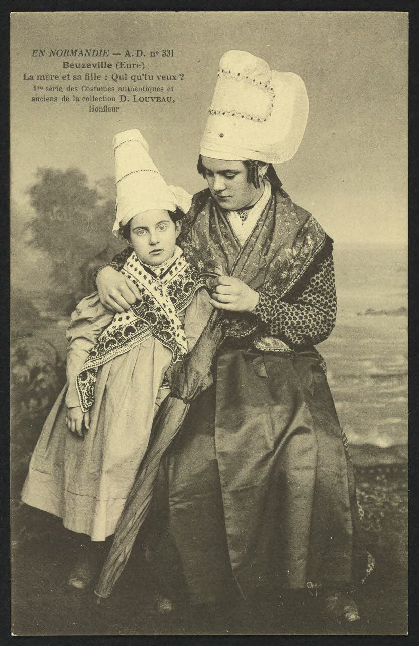 carte postale BEUZEVILLE (EURE), LA MERE ET SA FILLE 4P775 Photo