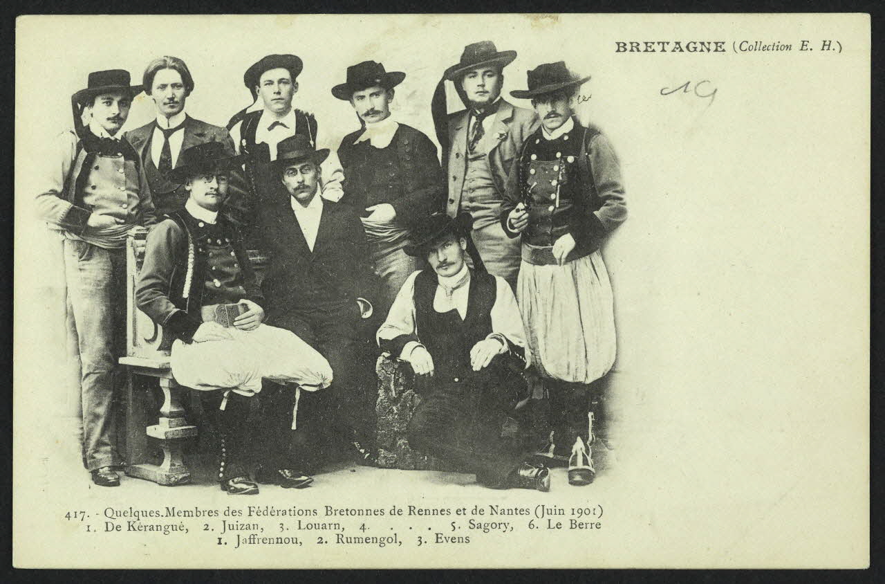 E. H. carte postale 1901, MEMBRES DES FEDERATIONS BRETONNES DE RENNES . 1901 4P825  Photo