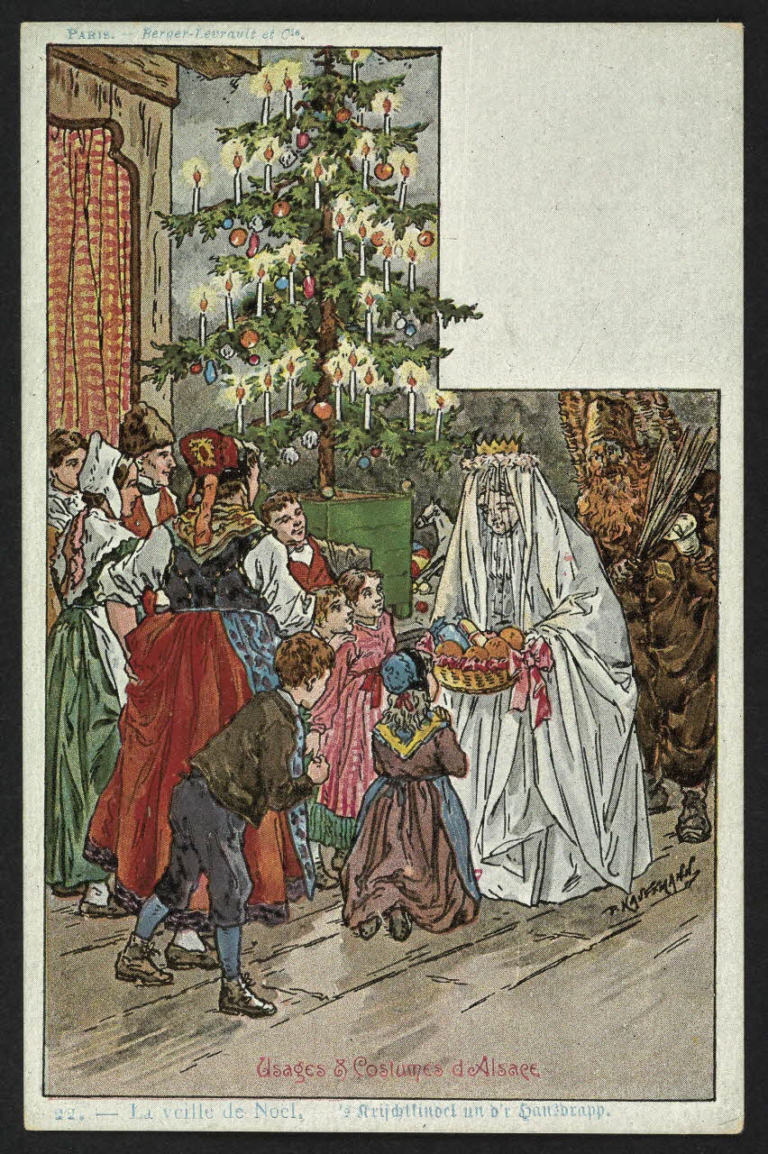 carte postale LA VEILLE DE NOEL-'S KRISCHTKINDEL UN D'R HANSDRAPP 4P1241 Photo