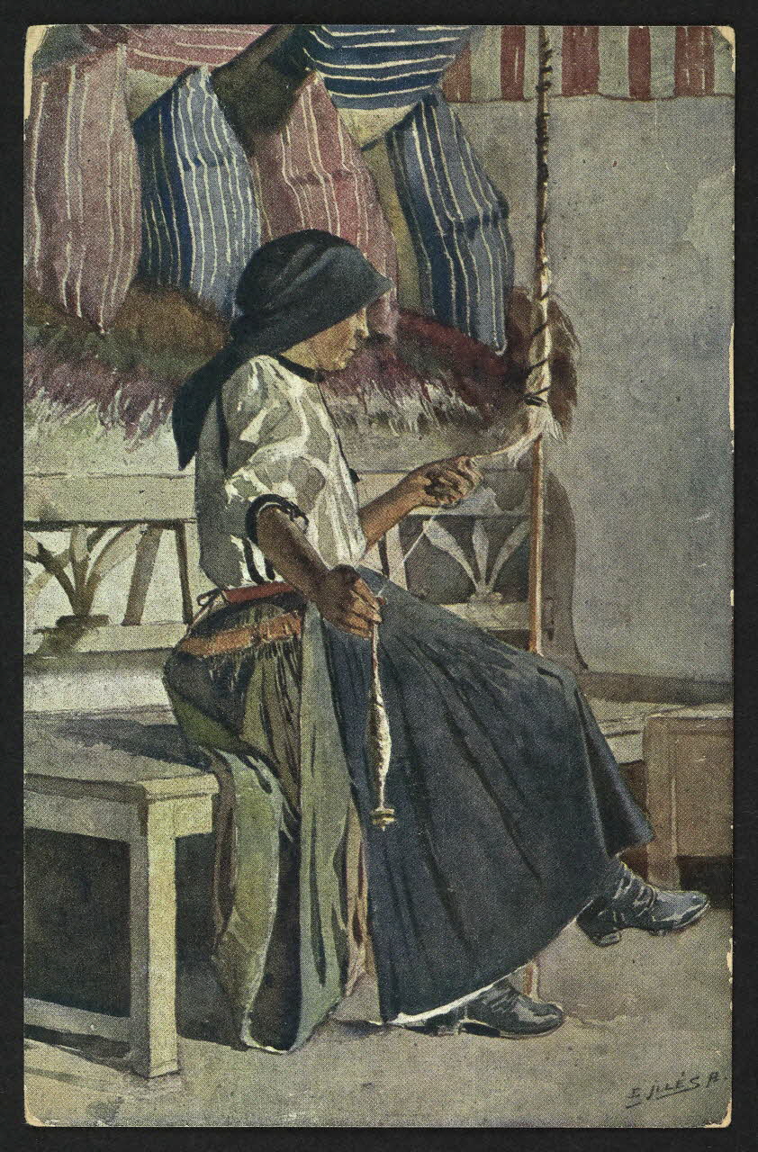 carte postale ORIGINAL DE I. JILES-SPINNENDE FRAU AUS MAGYARGYER 4P1254 Photo