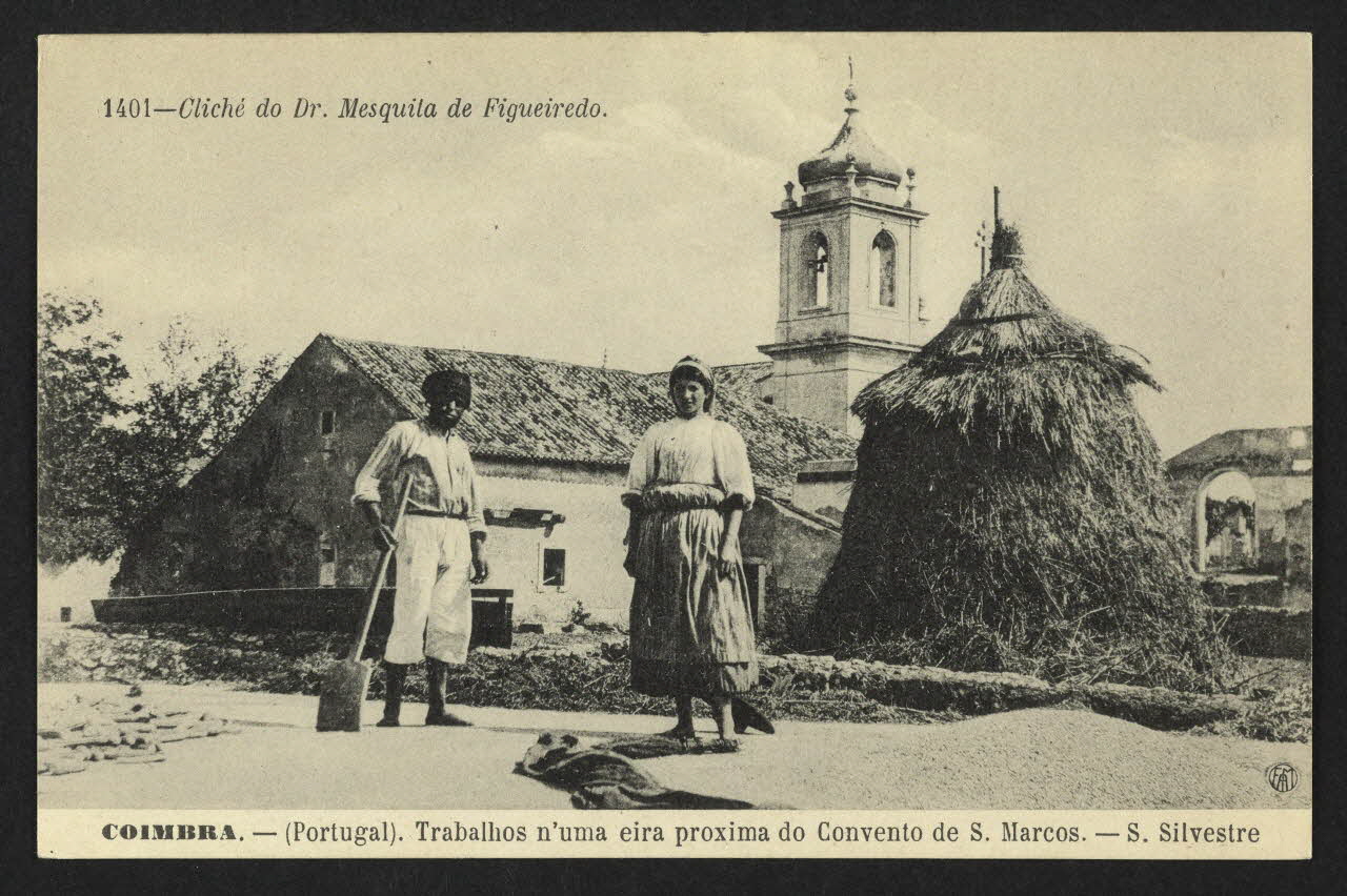 carte postale TRABALHOS N'UMA EIRA PROXIMA DO CONVENTO DE S. MARCOS S. SILVESTRE 4P1481 Photo
