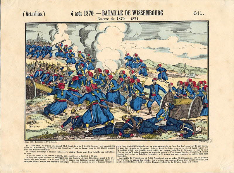 Pellerin estampe (Actualités.) 4 août 1870. - BATAILLE DE WISSEMBOURG  Guerre de 1870 - 1871. Lorraine, France 1870-1880 1953.86.1097 Photo
