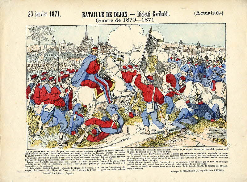 Pellerin estampe 23 janvier 1871. BATAILLE DE DIJON. - Riciotti Garibaldi. (Actualités.)  Guerre de 1870-1871. Lorraine, France 1871 1953.86.1155 Photo