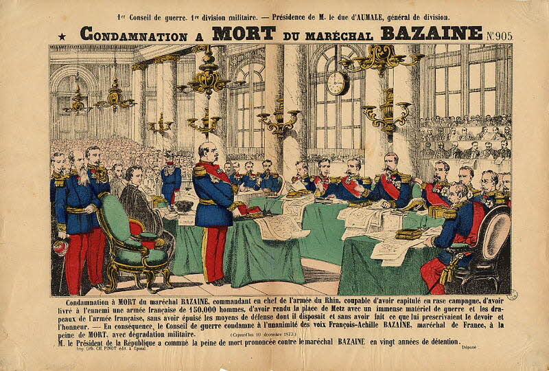 François-Charles Pinot estampe CONDAMNATION A MORT DU MARECHAL BAZAINE Lorraine, France 1873-1874 1953.86.4852 Photo