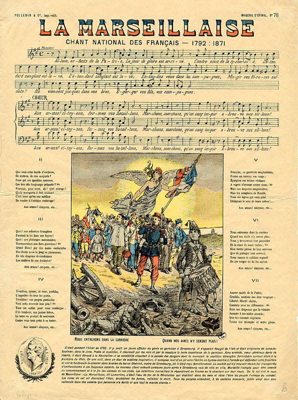 Pellerin estampe LA MARSEILLAISE  CHANT NATIONAL DES FRANCAIS - 1792 : 1871 Lorraine, France 1890 1950.39.1485 Photo