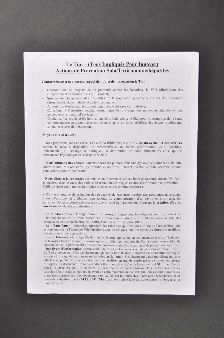 Association "Le Tipi" tract "Le Tipi" Provence-Alpes-Côte d'Azur, France 2002 2002.121.16 Photo Mucem