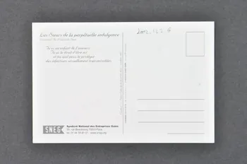 Olivier Tournon ; Soeurs de la Perpétuelle Indulgence - San Francisco ; Sneg Et Ddass 75 carte postale Tu es un enfant de l'univers./ Tu as le droit d'être ici / et toi seul peux te protéger / des France 2002 2002.122.6 Photo Mucem