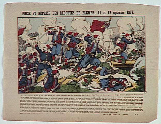 Pellerin estampe PRISE ET REPRISE DES REDOUTES DE PLEWNA, 11 et 12 septembre 1877 Lorraine, France 1890 1950.21.341 Photo RMN-Grand Palais (Mucem)