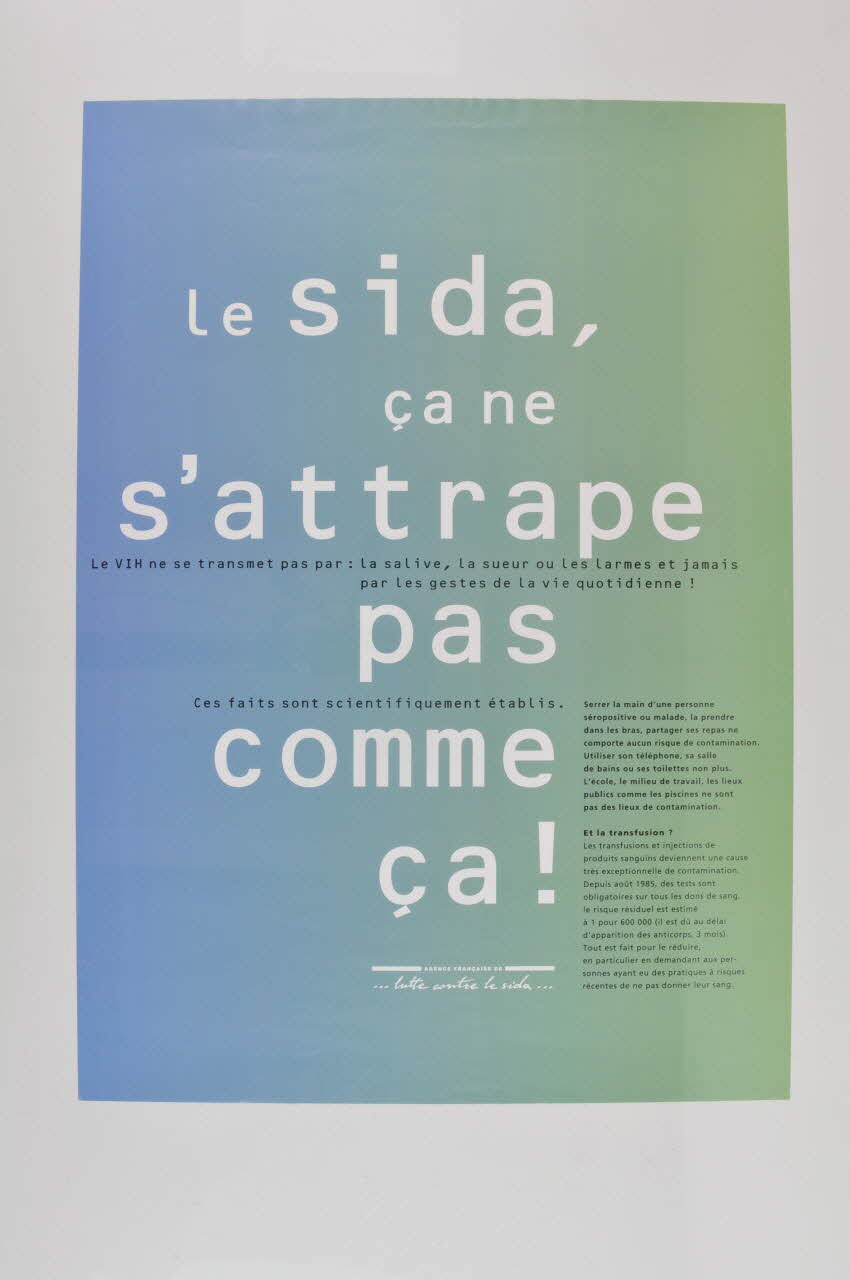 AFLS (Agence Française De Lutte Contre Le Sida) affiche Le sida, ça ne s'attrape pas comme ça ! France 1993 2002.125.2 Photo Mucem