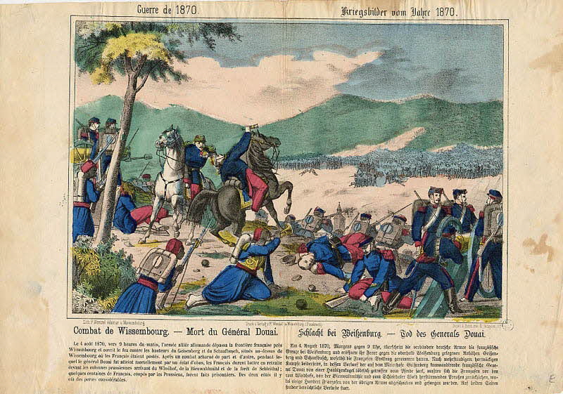 Jean-Frédéric Wentzel estampe Combat de Wissembourg. - Mort du Général Douai. Wissembourg 1870-1877 1950.39.903 Photo