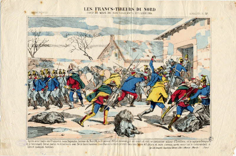 Elie Haguenthal estampe LES FRANCS-TIREURS DU NORD Pont-à-Mousson 1870-1880 1950.39.989 Photo