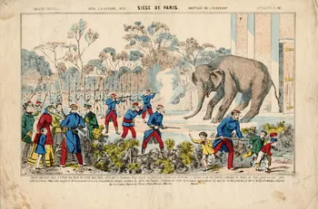 Elie Haguenthal estampe 1870 - LA GUERRE - 1871 SIÈGE DE PARIS. ABATTAGE DE L'ÉLÉPHANT. Pont-à-Mousson 1871-1880 1950.39.966 Photo