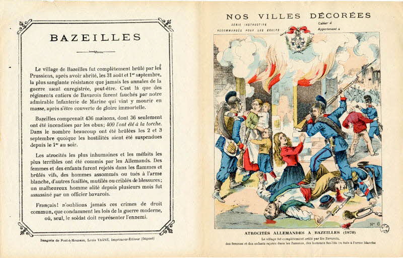 Louis Vagné protège-cahier, élément d'ensemble ATROCITES ALLEMANDES A BAZEILLES (1870) Pont-à-Mousson 1903 1963.144.296 Photo
