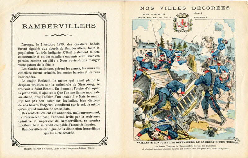 Louis Vagné protège-cahier, élément d'ensemble VAILLANTE CONDUITE DES DEFENSEURS DE RAMBERVILLIERS (1870) Pont-à-Mousson 1903 1963.144.299 Photo