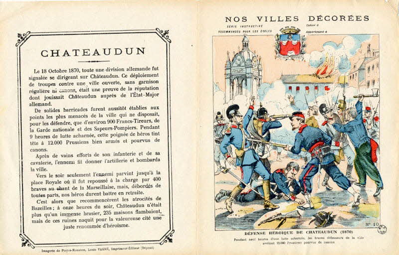 Louis Vagné protège-cahier, élément d'ensemble DEFENSE HEROÏQUE DE CHATEAUDUN (1870) Pont-à-Mousson 1903 1963.144.300 Photo