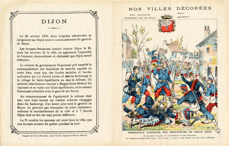 Louis Vagné protège-cahier, élément d'ensemble RESISTANCE ACHARNEE DES DEFENSEURS DE DIJON (1870) Pont-à-Mousson 1903 1963.144.301 Photo