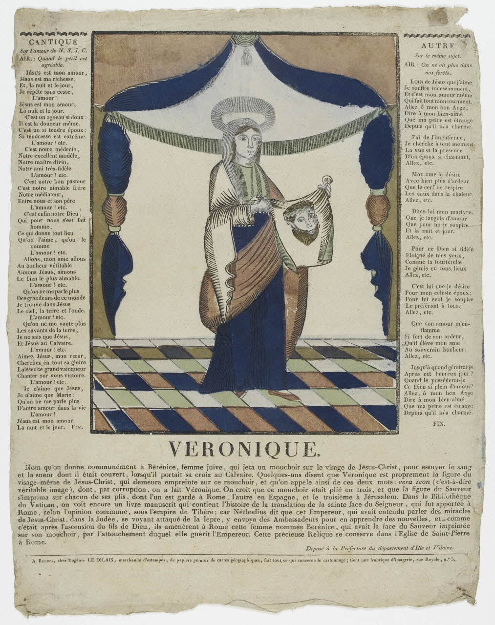 Eugénie Le Dilais imagerie ancienne VERONIQUE. Bretagne, France 1812-1823 1950.21.595 Photo PHOTO RMN - THIERRY LE MAGE