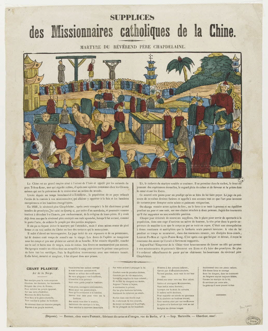 veuve Pierret ; Marteville A. ; François, Charles Oberthür estampe SUPPLICES  des Missionnaires catholiques de la Chine. Rennes 1842-1849 1950.39.259 Photo PHOTO RMN - THIERRY LE MAGE