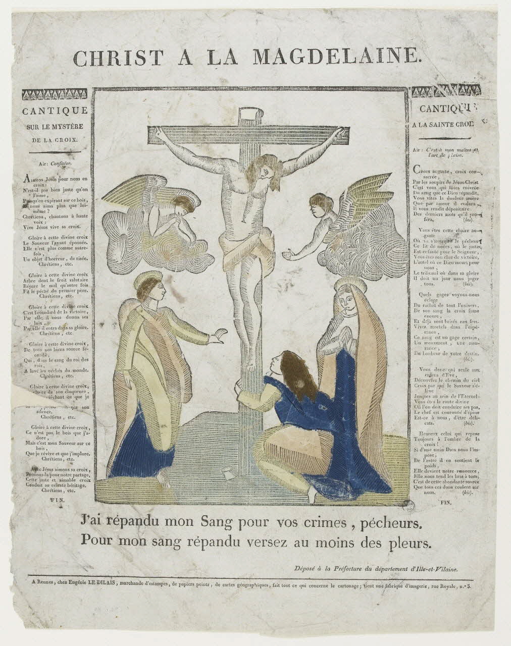Eugénie Le Dilais imagerie ancienne CHRIST A LA MAGDELAINE. Rennes 1823-1824 1953.12.83 Photo PHOTO RMN - THIERRY LE MAGE