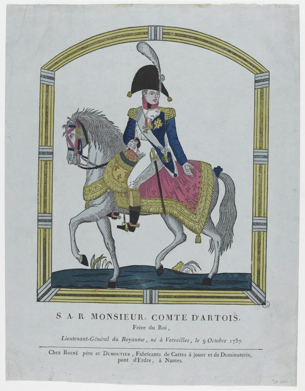 Pierre Vincent Roiné ; Dumoutier imagerie ancienne S.A.R. MONSIEUR, COMTE D'ARTOIS,  Frère du Roi, Nantes 1817-1820 1955.40.1 Photo PHOTO RMN - THIERRY LE MAGE